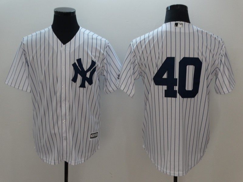 Men New York Yankees #40 No Name Game White MLB Jerseys->new york yankees->MLB Jersey